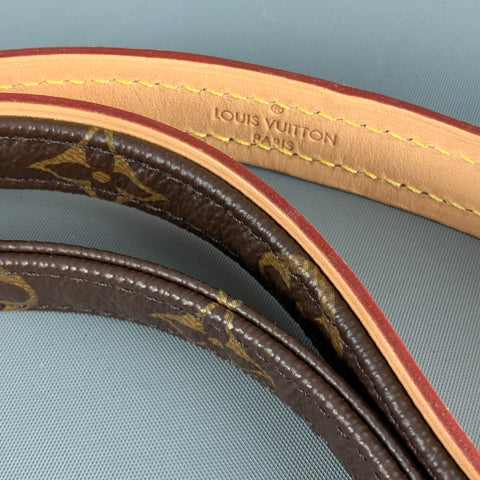 LOUIS VUITTON Dog Leash Brown Beige Monogram Coated Leather Goods