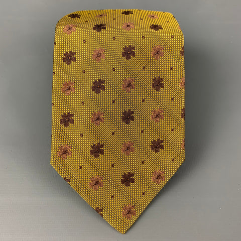 RICCI Gold Purple Floral Silk Tie