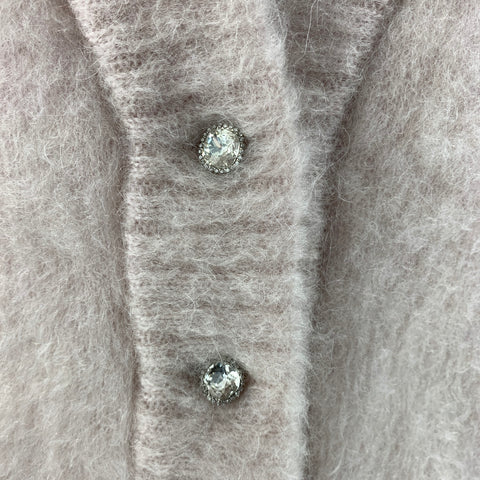 ERDEM Size S Pink Mohair Blend V-Neck Cardigan