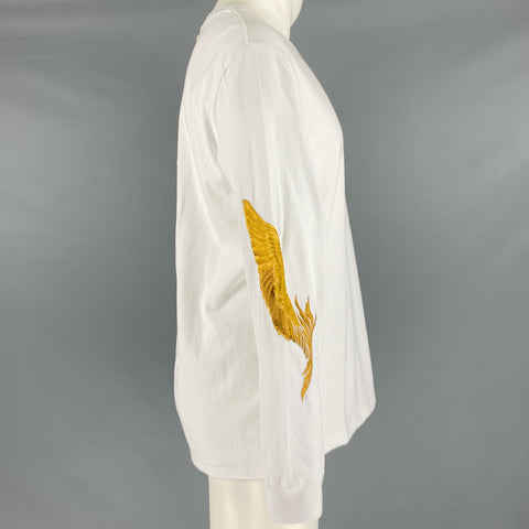 CHRISTIAN DADA Talla XS Camiseta de manga larga de algodón con bordado en oro blanco