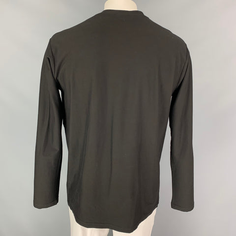 EVEREST ISLES Size XL Black Dark Wave Applique Cotton Long Sleeve T-shirt