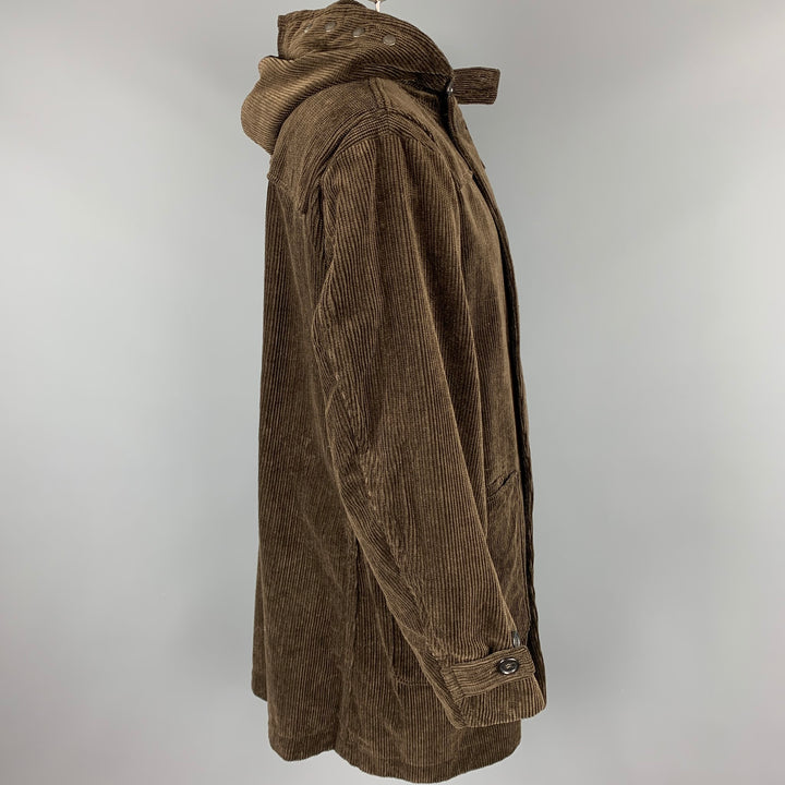 45rpm Size XL Brown Corduroy Double Breasted Hooded Coat