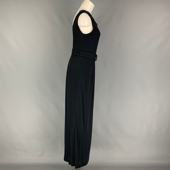 LA PERLA Vestido largo con adornos de nailon viscosa negro talla 8