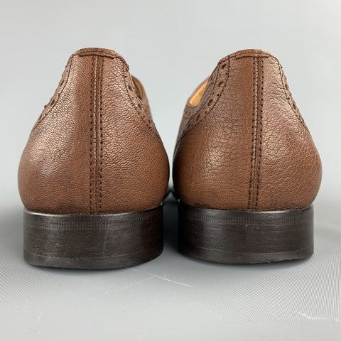 BALLY Size 10.5 Brown Perforated Leather Cap Toe Lace Up Shoes