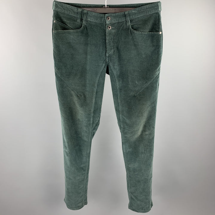 NICE COLLECTIVE Size 34 Forest Green Corduroy Button Fly Casual Pants