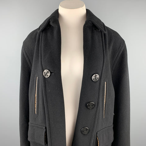 JEAN PAUL GAULTIER CLASSIQUE Talla 10 Abrigo frontal abierto de mezcla de lana negra