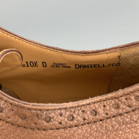 BALLY Size 10.5 Brown Perforated Leather Cap Toe Lace Up Shoes