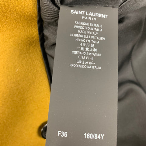 SAINT LAURENT Veste croisée en laine et cachemire moutarde taille 0