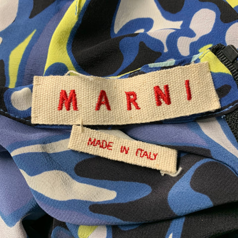 MARNI Size S Blue White Yellow Sleeveless Dress