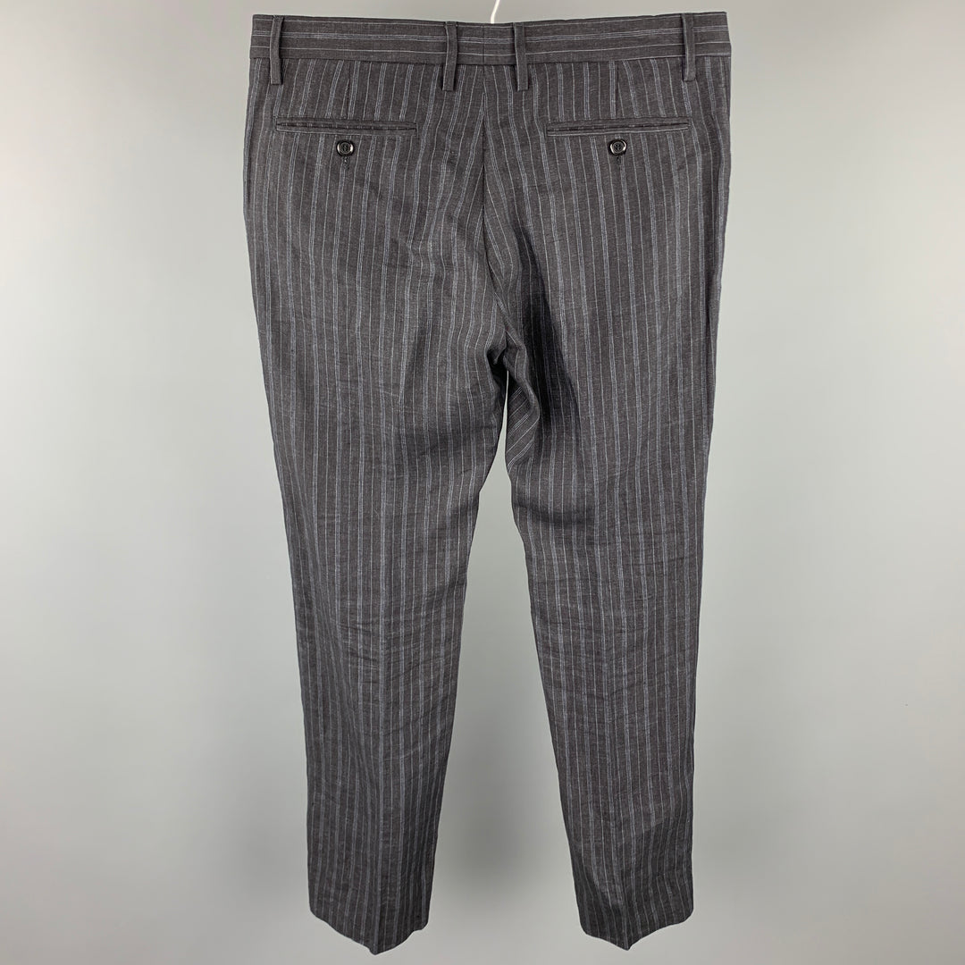 DOLCE &amp; GABBANA Talla 34 Pantalones casuales de lino a rayas color carbón