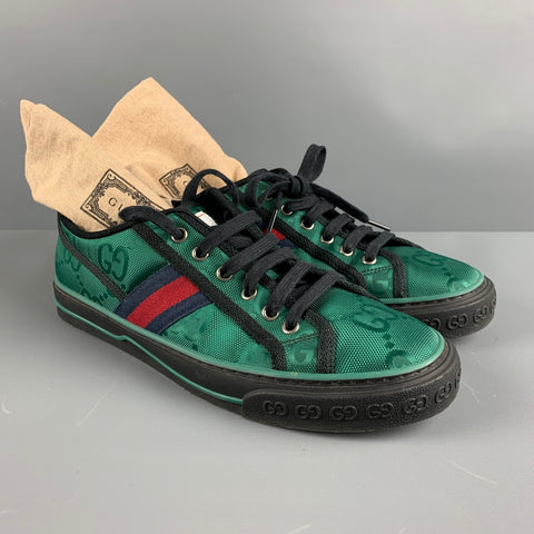 GUCCI Talla 9 Zapatillas bajas de nailon con monograma rojo verde
