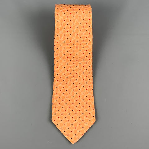 ERMENEGILDO ZEGNA Orange Red Dots Silk Tie