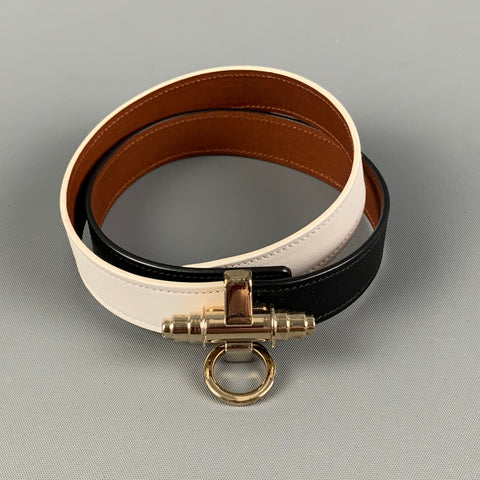 GIVENCHY Pulsera Obsedia de metal y cuero en oro blanco y negro