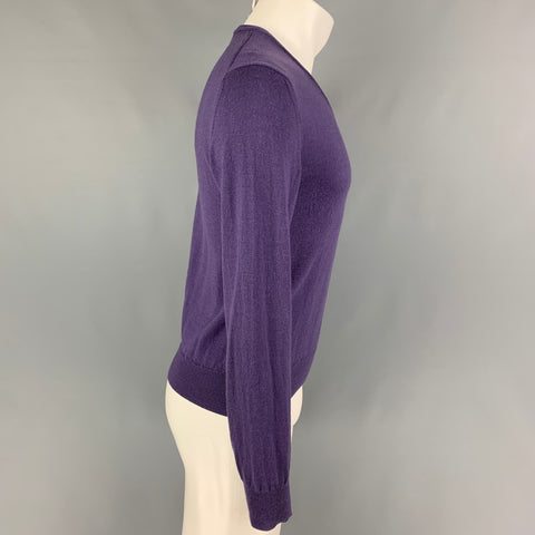 VERSACE COLLECTION Size S Purple Embroidery Wool V-Neck Pullover