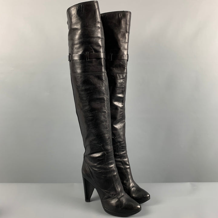 CoSTUME NATIONAL Size 6 Black Leather Pull On Boots