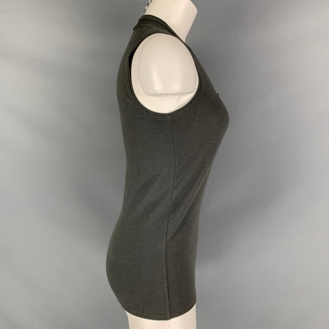 BRUNELLO CUCINELLI Size L Grey Cotton  Lycra Pleated Tank Casual Top