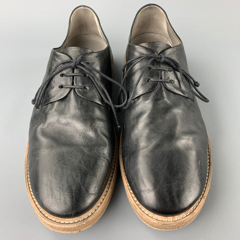 MARSELL Size 11 Black Leather Round Toe Lace Up Shoes