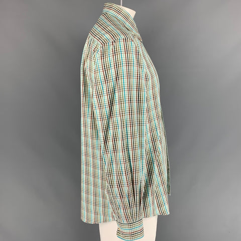ERMENEGILDO ZEGNA Camisa Manga Larga Algodón Cuadros Multicolor Talla XL