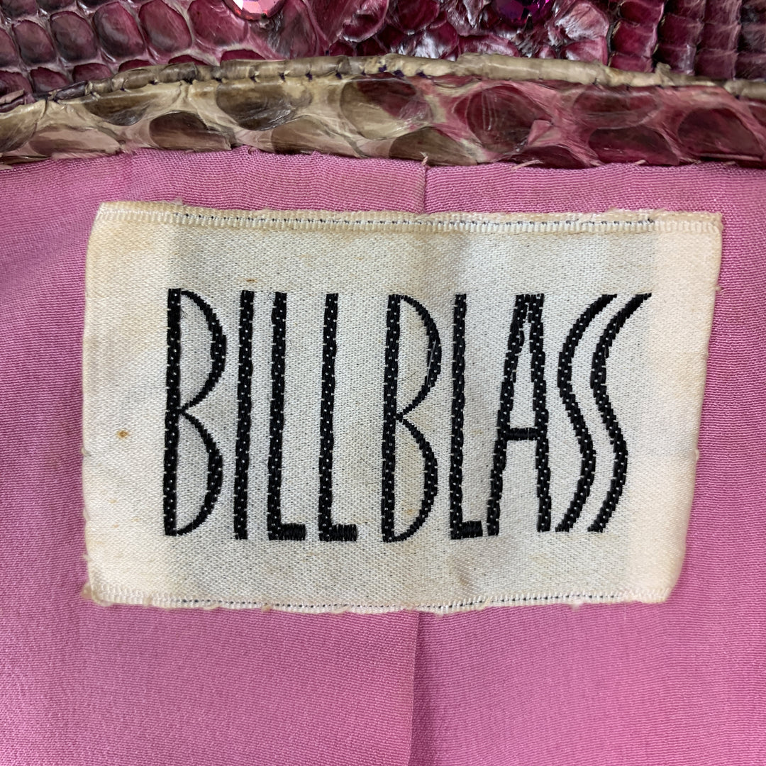 BILL BLASS Size 8 Pink & Purple Rhinestone Snake Skin Cropped Jacket