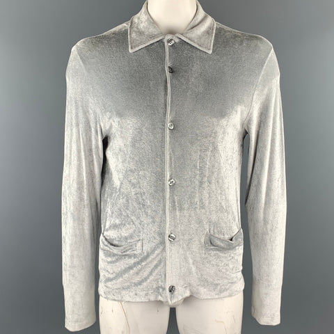 DANIELE ALESSANDRINI Size L Silver Shimmery Viscose / Nylon Jacket