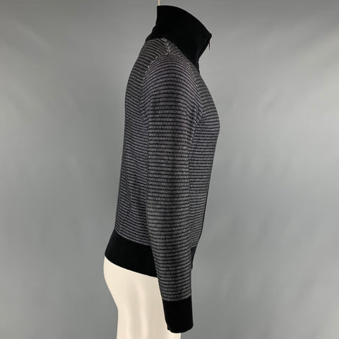 TYLHO Size S Black White Stripe Cotton Cashmere Zip Up Cardigan
