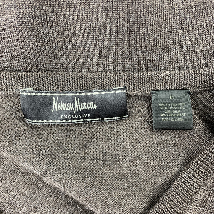 NEIMAN MARCUS Jersey de mezcla de lana merino marrón talla M