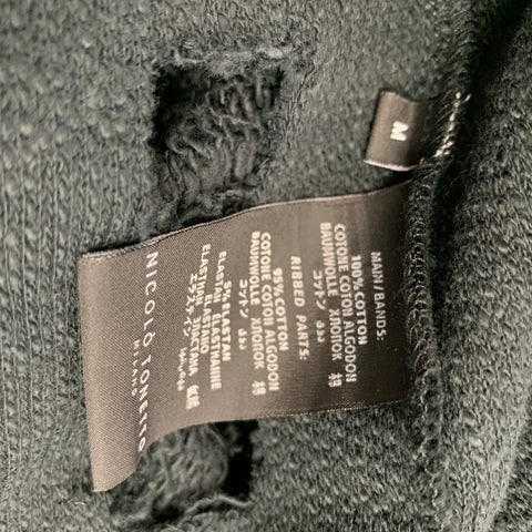 NICOLO TONETTO Size M Black Cut Outs Cotton Crew-Neck Pullover