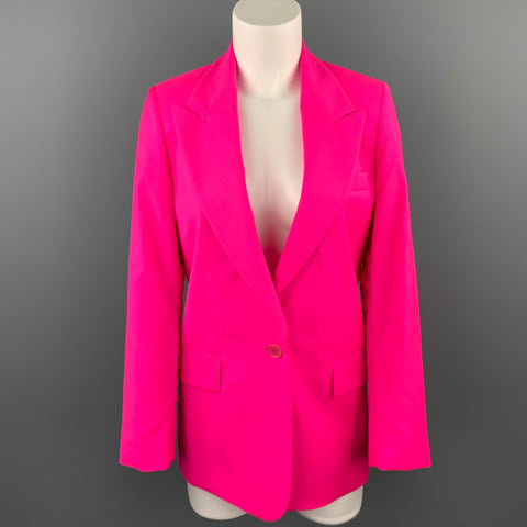 MSGM Size 4 Hot Pink Wool Peak Lapel Buttoned Blazer Jacket