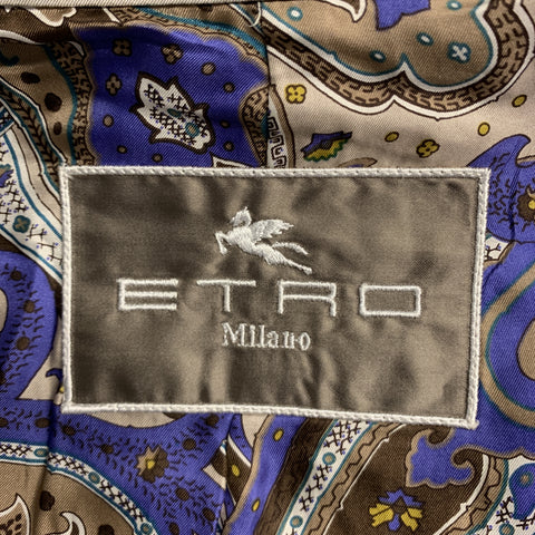 ETRO Chest Size M Beige Cotton / Polyester High Collar Zip Up & Buttons Jacket