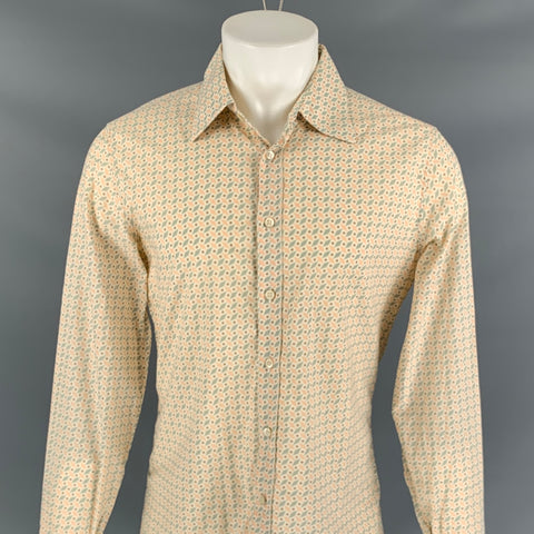 BURBERRY PRORSUM Size M Multi-Color Geometric Cotton Long Sleeve Shirt