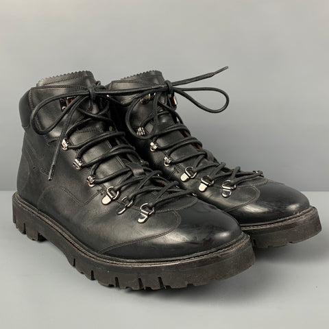 BALLY Size 10 Black Leather Charls Hiking Boots