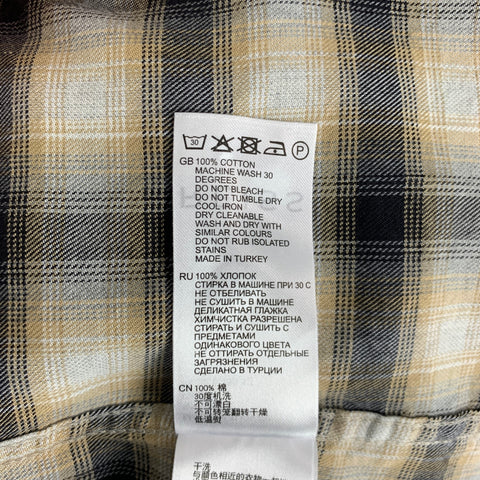 REISS Size S Beige Black Plaid Cotton One pocket Long Sleeve Shirt