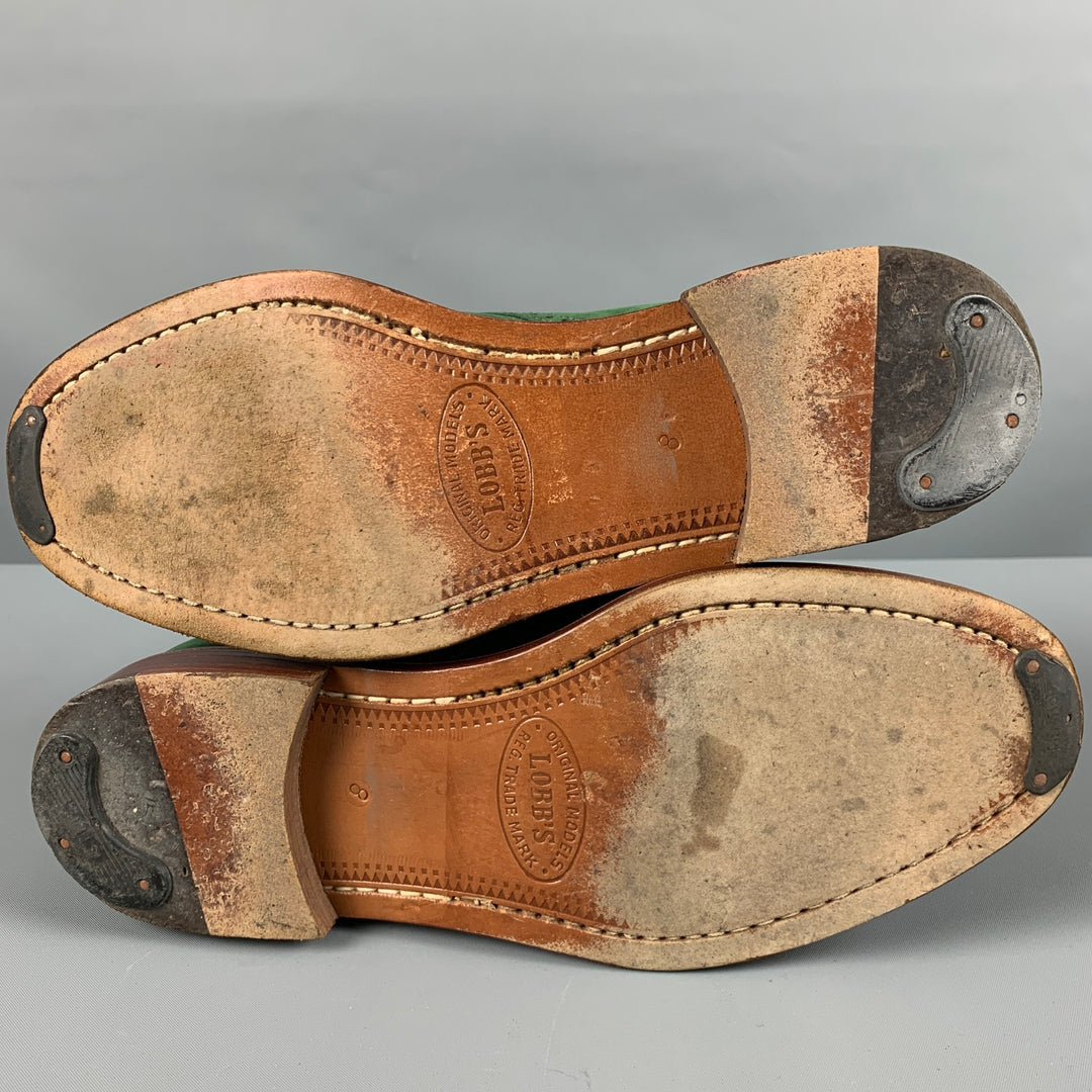 LOBB'S Zapatos con cordones y punta de ala de gamuza perforada verde talla 8