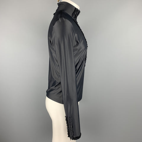 Vintage JEAN PAUL GAULTIER Size XL Black Ruffled Polyamide Half Zip Pullover