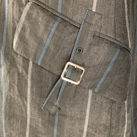 COMME des GARCONS Chest Size S Grey Charcoal Stripe Wool / Linen Sport Coat