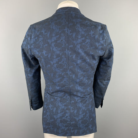 MESSAGERIE Size 36 Indigo Jacquard Cotton Peak Lapel Sport Coat
