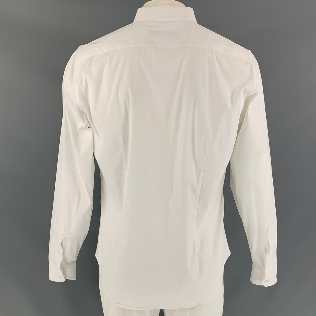 GUCCI ViaGIO Size XL White Poplin One Pocket Long Sleeve Shirt