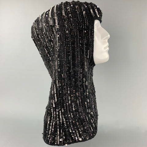 DOLCE &amp; GABBANA Gorro bufanda con capucha en mezcla de lana y lentejuelas de punto negro