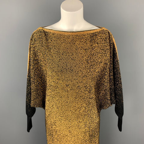 JEAN PAUL GAULTIER Taille XS Robe droite en laine métallisée or et noir