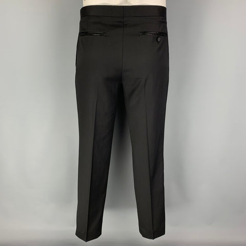 THEORY Size 42 Black Wool Peak Lapel Tuxedo Suit