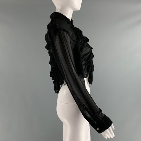 COMME des GARCONS Blusa corta fruncida de poliéster negra talla M