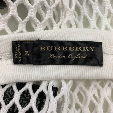 BURBERRY Size M White Mesh Cotton Tank Top