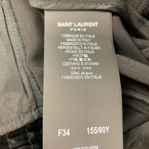 SAINT LAURENT Size 2 Black Silk Elastic Waistband Dress Pants