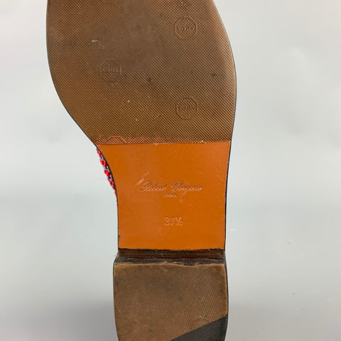 ROBERT CLERGERIE Talla 7.5 Mocasines de rafia tejidos a mano en rojo y azul