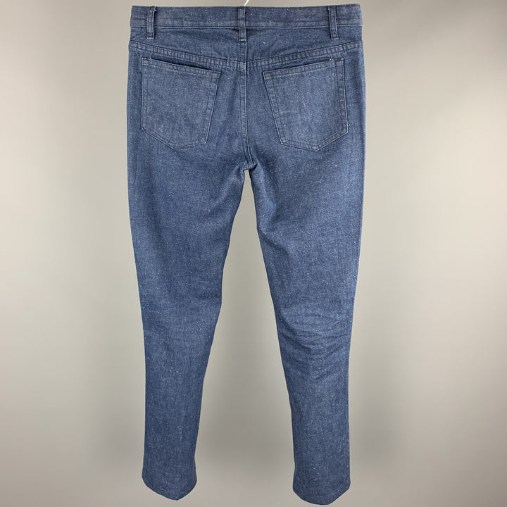 Pantalon décontracté coupe jean en coton texturé bleu marine taille 27 APC