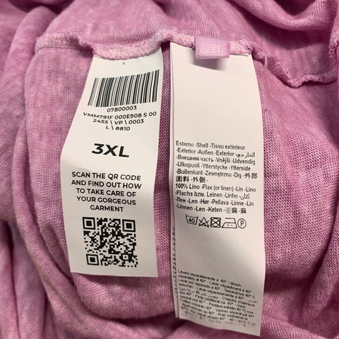 120% LINO Size 46 Pink Linen Henley Pullover