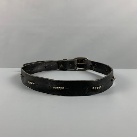 VINTAGE Size 34 Black Silver Studded Leather Belt