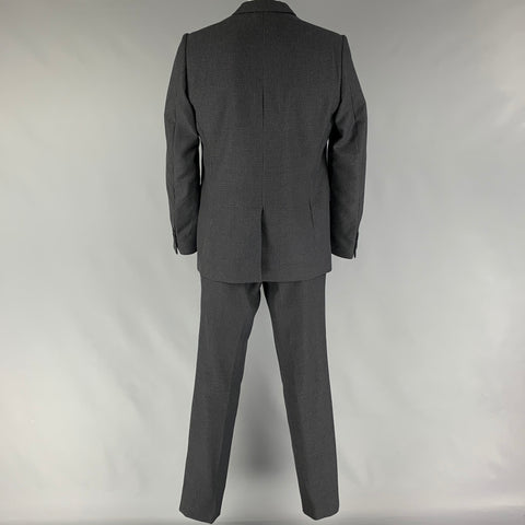 DRIES VAN NOTEN Size 44 Navy Brown Print Wool Cotton Notch Lapel Suit