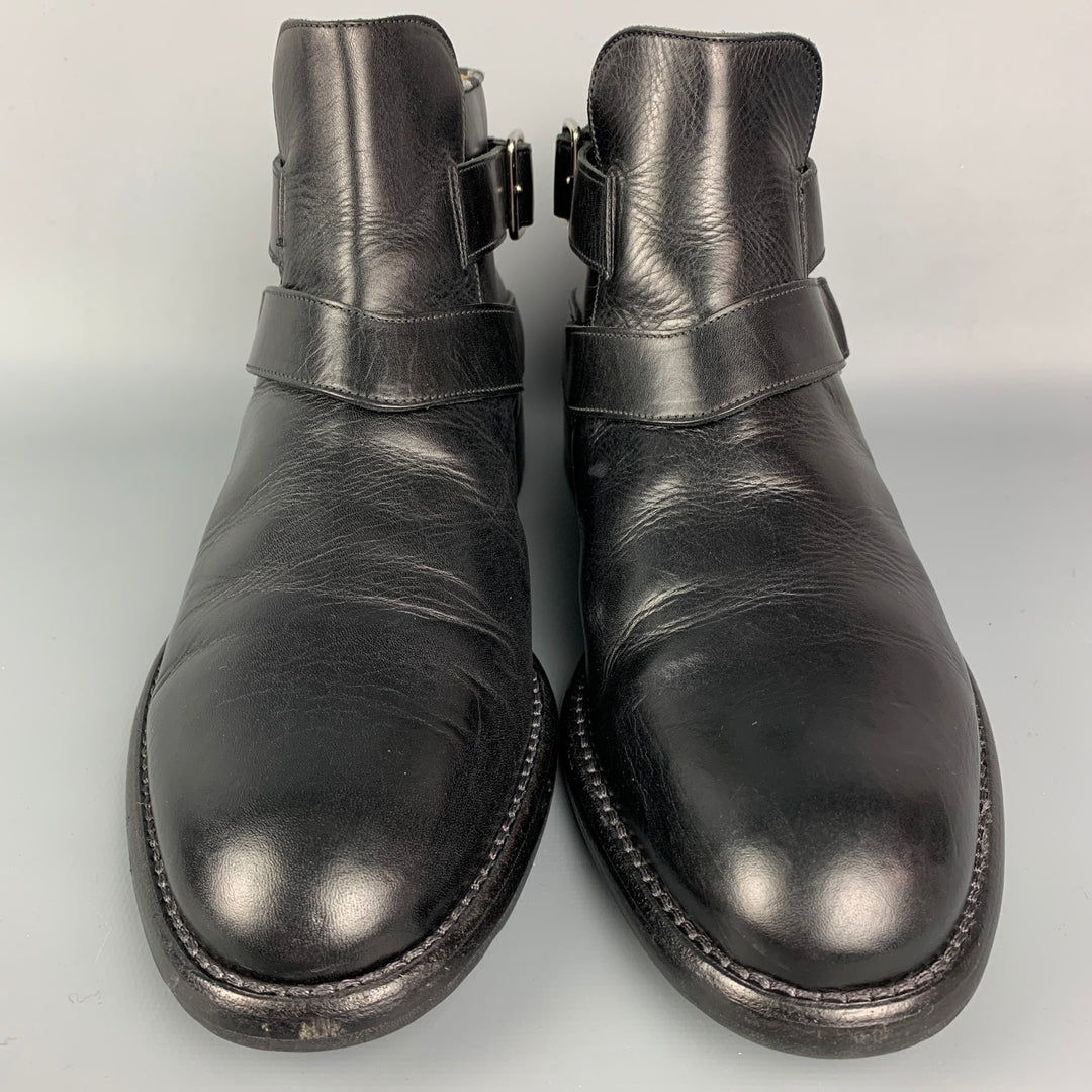 JUSTIN DEAKIN Size 7 Black Leather Double Buckle Ankle Boots JUSTIN DEAKIN Size 7 Black Leather Double Buckle Ankle Boots  main image 3