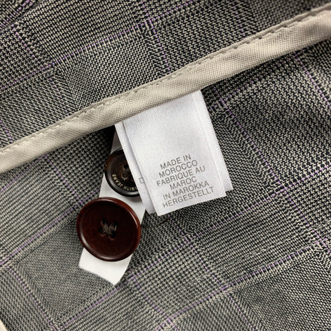 PAUL SMITH JEANS Size L Grey Plaid Cotton Notch Lapel Suit